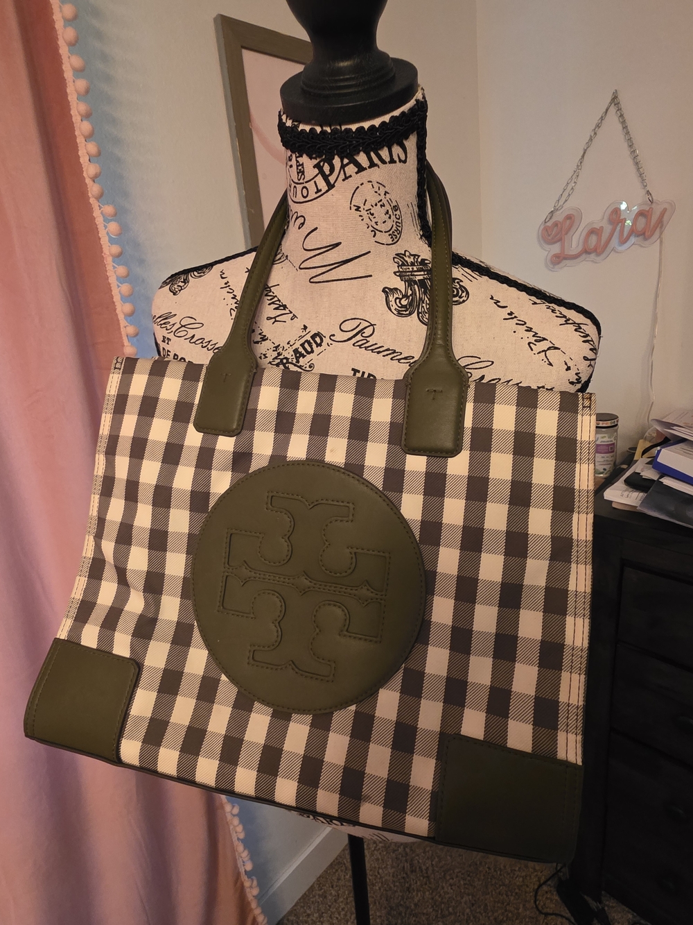 Tory Burch Ella GINGHAM Tote Bag
